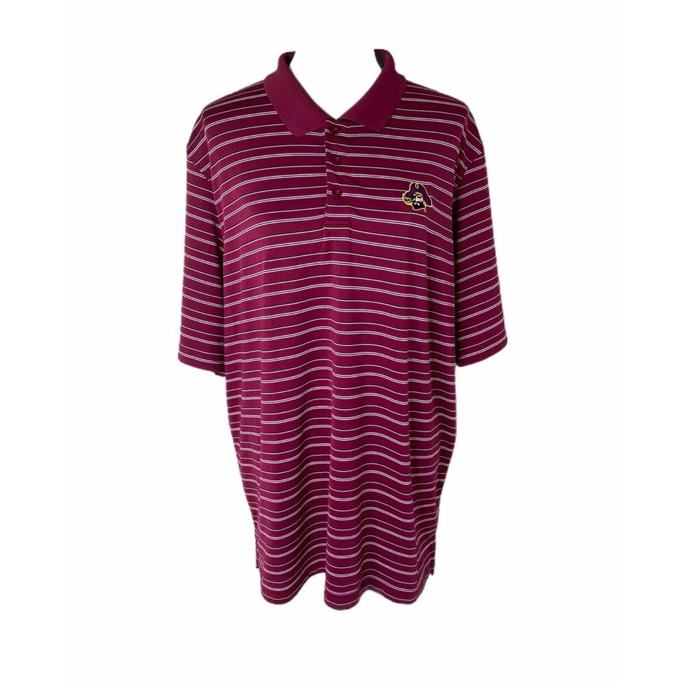 Under Armour Men’s Shirt Purple Striped East Carolina Pirates Polo Size XL